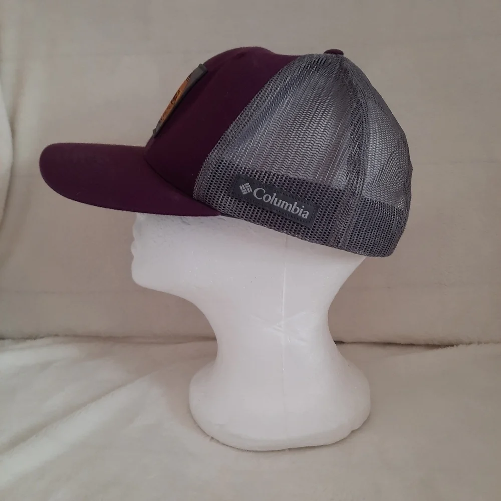 Columbia plum purple & grey logo mesh snapback trucker hat